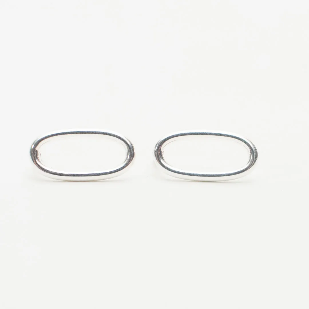 Small Oval Wire Silver Studs