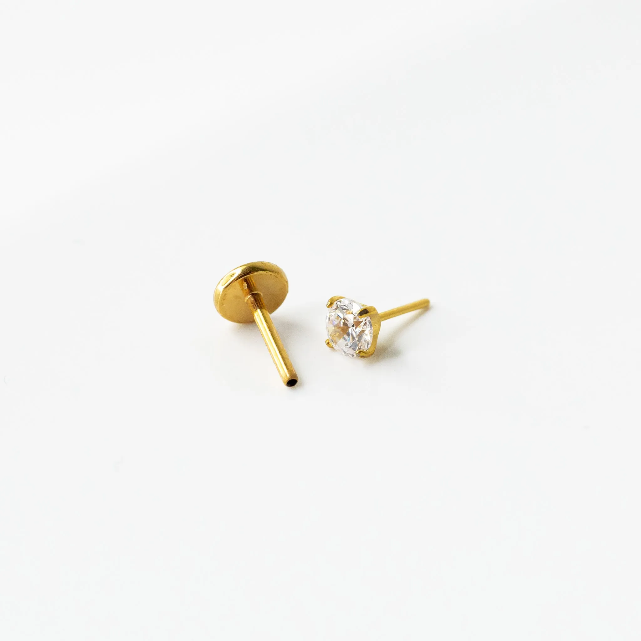 Solitaire Round Flat Back Nose Stud