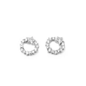 Sparkling Circle Stud Earrings