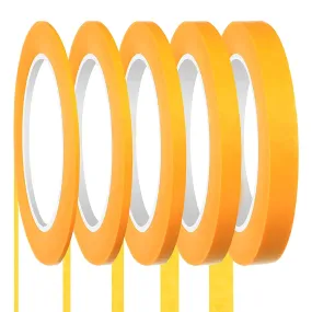 Spring 5 Rolls Pinstripe Tape 1/16, 1/8, 1/4, 1/2 and 3/4 Inch X (Yellow)