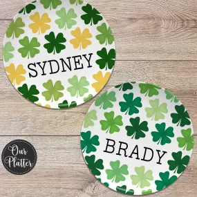 St. Patrick's Day Clover Shamrock Personalized Plate