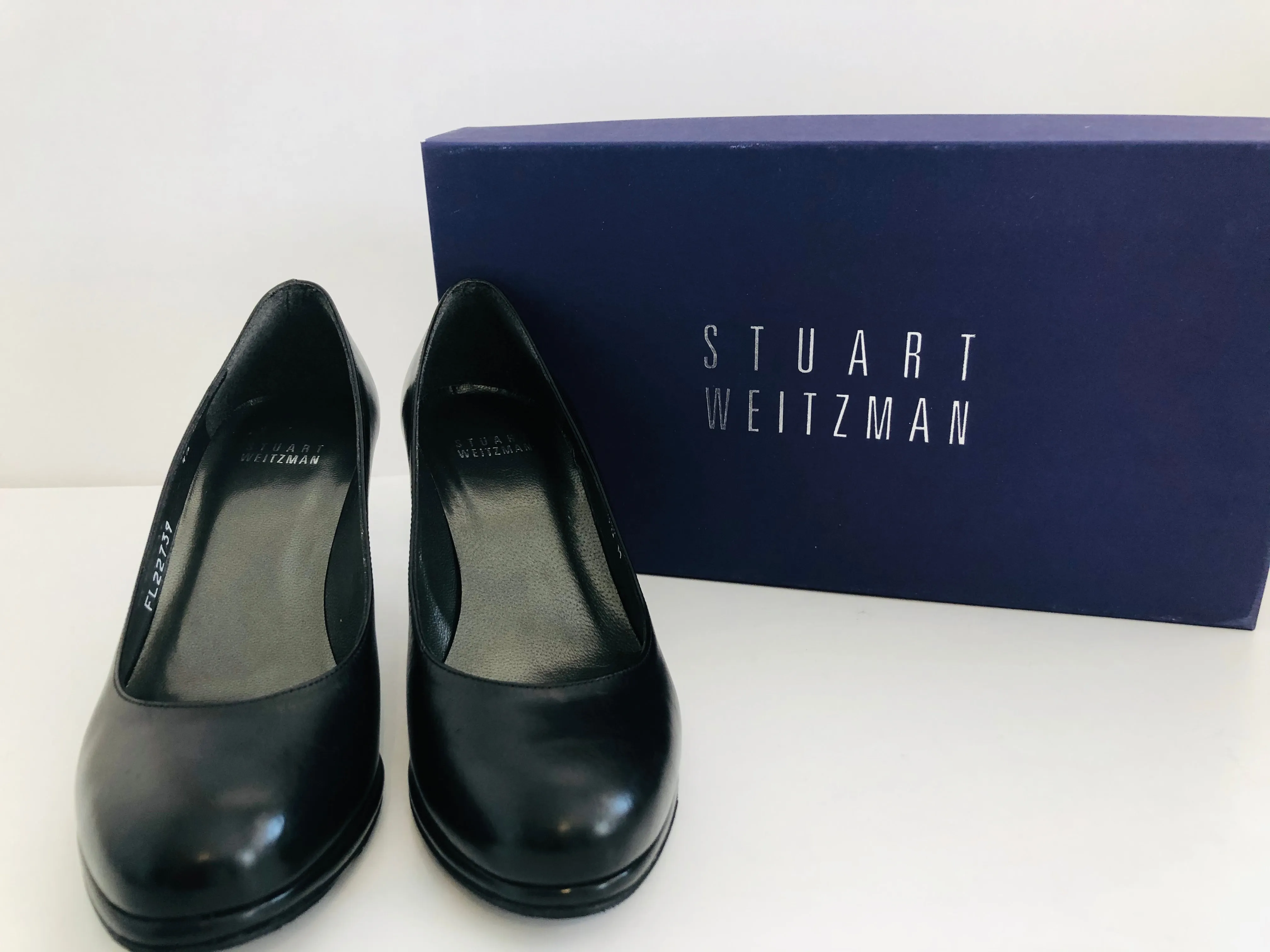 Stuart Weitzman Black Leather Heels Size 4.5 (NWT)