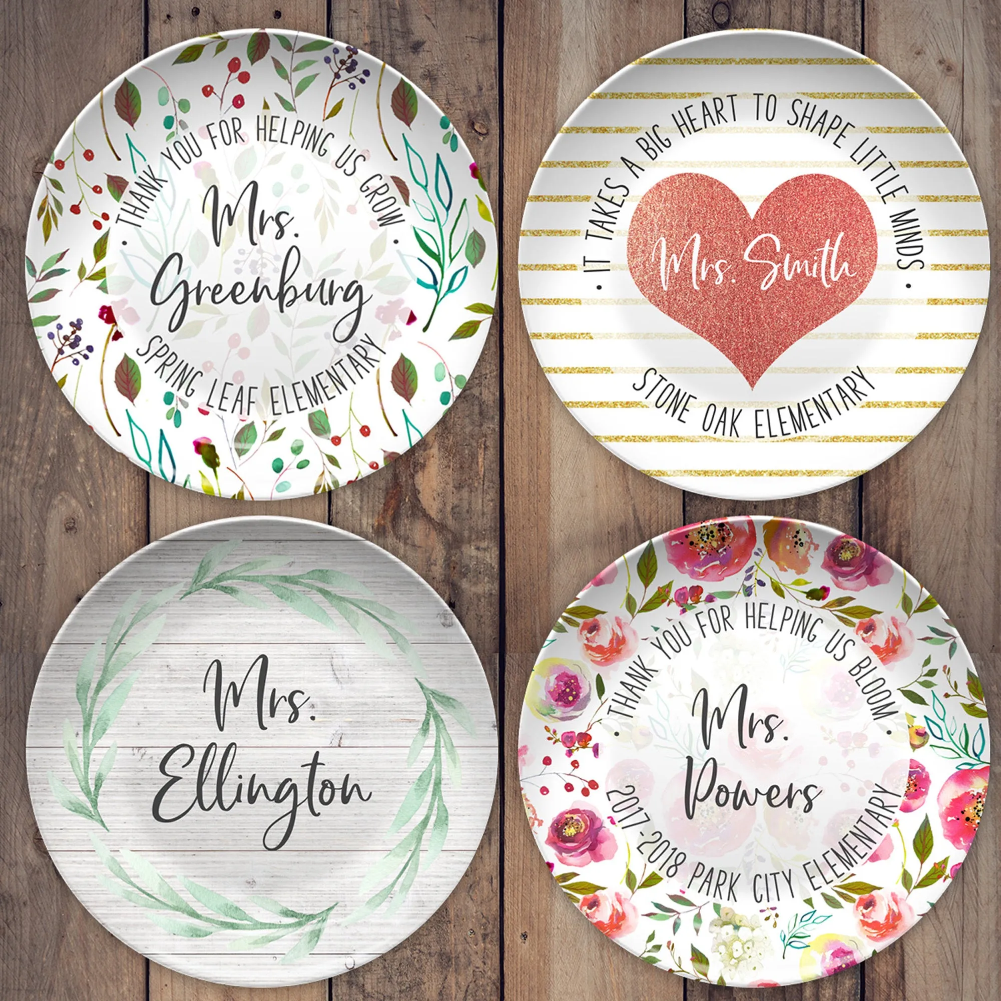 Teacher Appreciation Personalized Plates