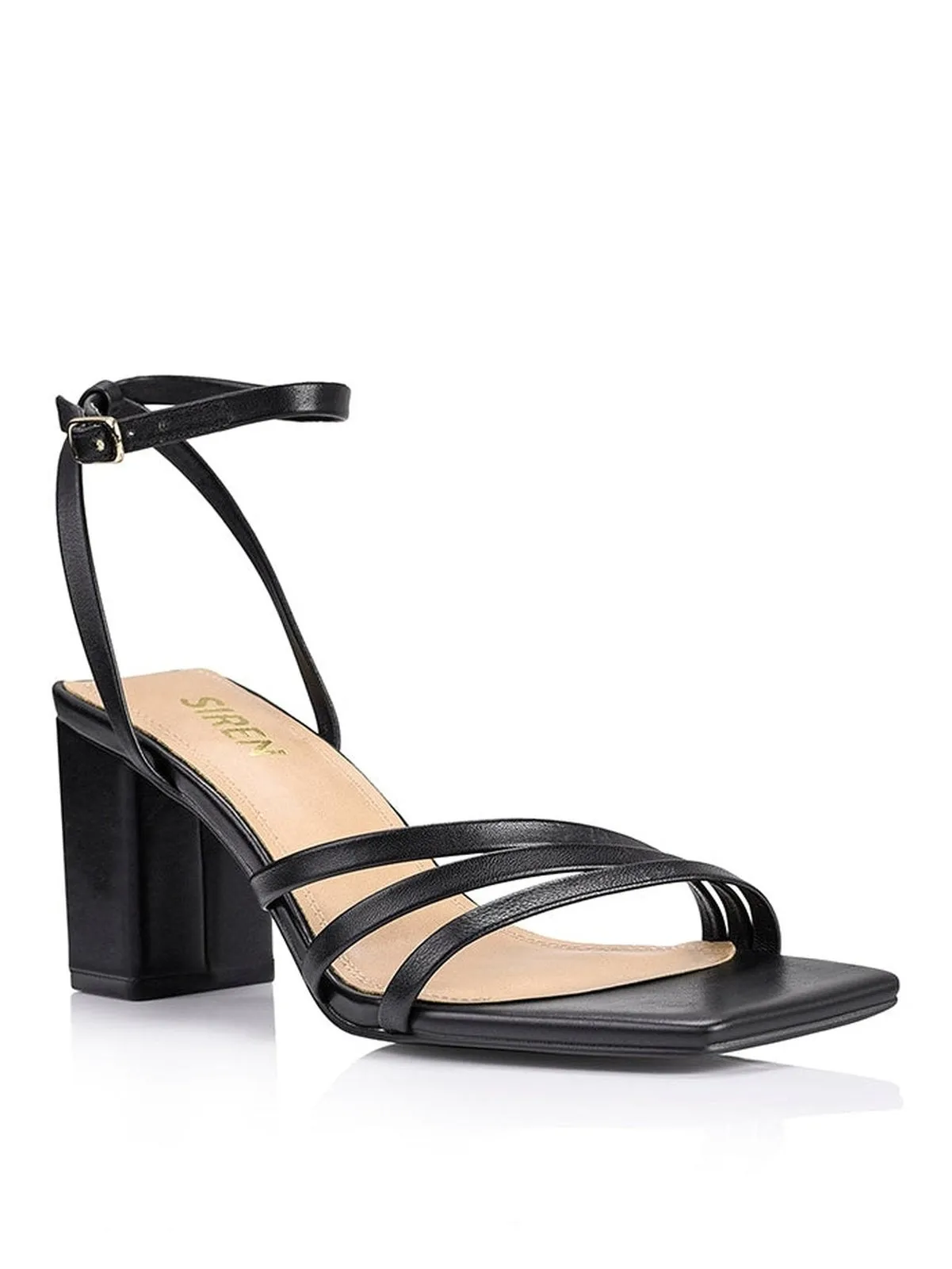 Tessie Block Heel Sandals - Black Leather