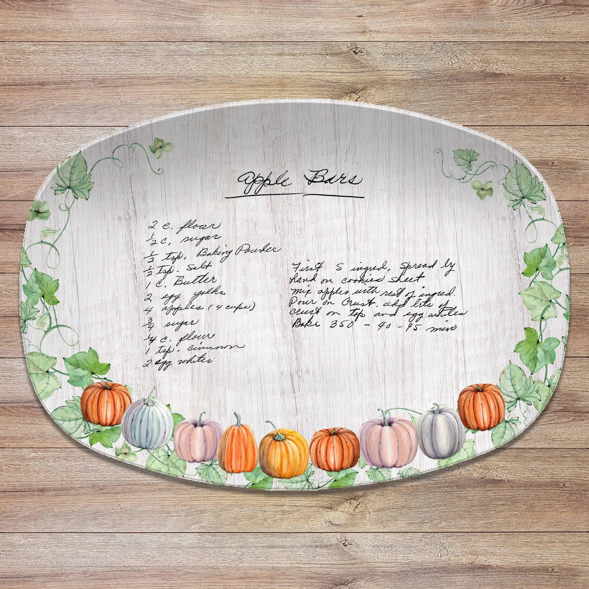 Thanksgiving Fall Pumpkin Handwritten Recipe Personalized Platter