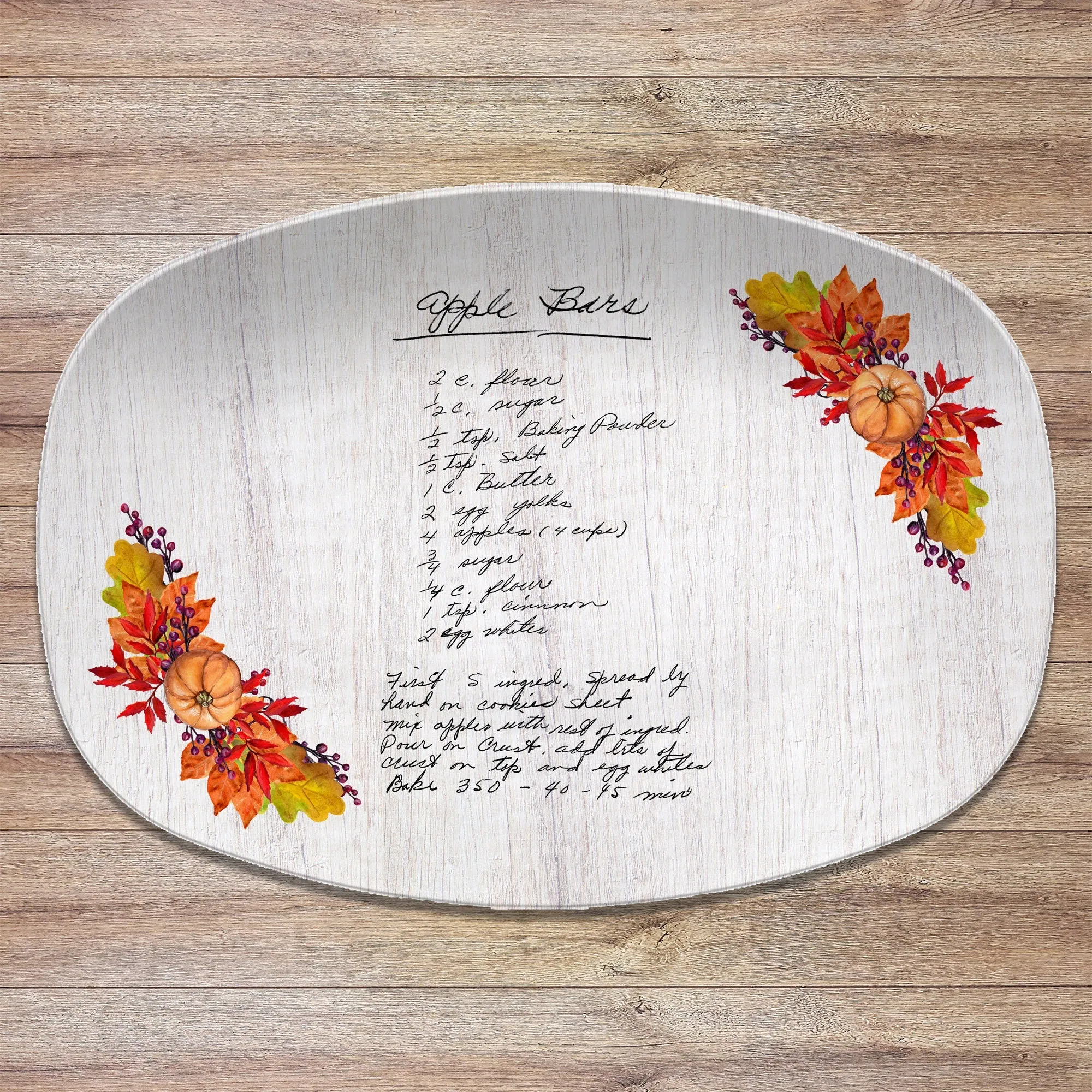 Thanksgiving Fall Pumpkin Handwritten Recipe Personalized Platter