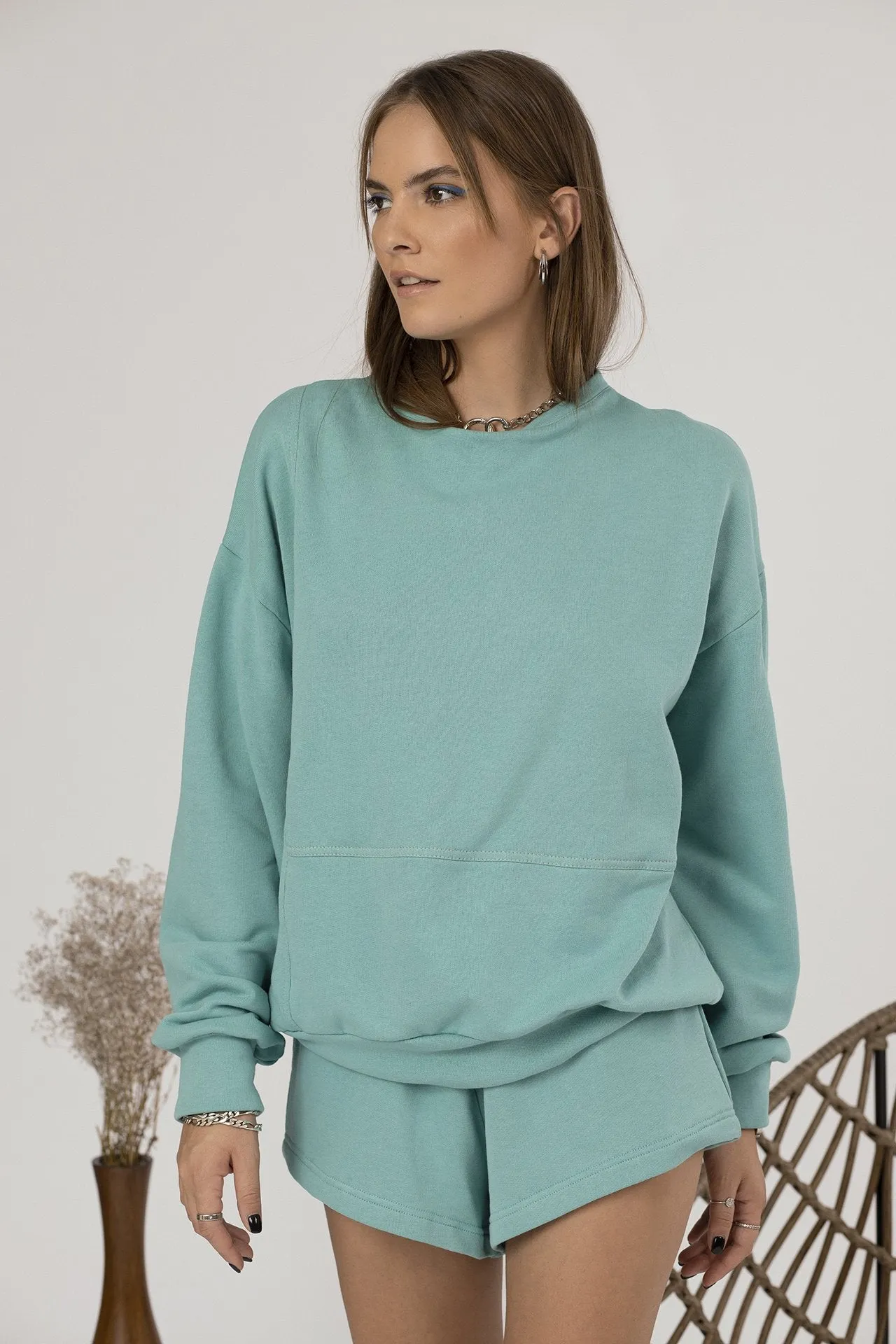 The Gia Sweatshirt in Mint Green