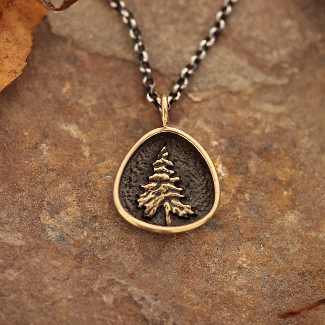 Trillion Pine Tree Necklace in Sterling Silver or Bronze