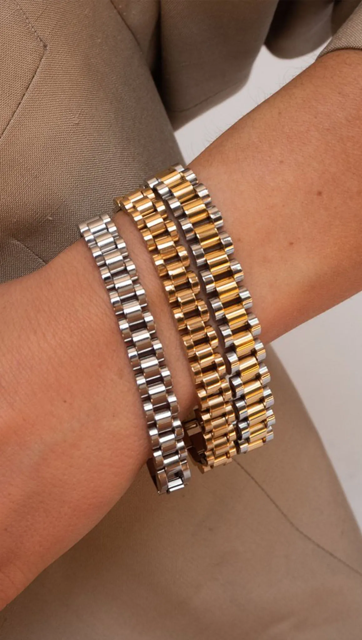 Two-Toned Timepiece Bracelet - Gold/Silver