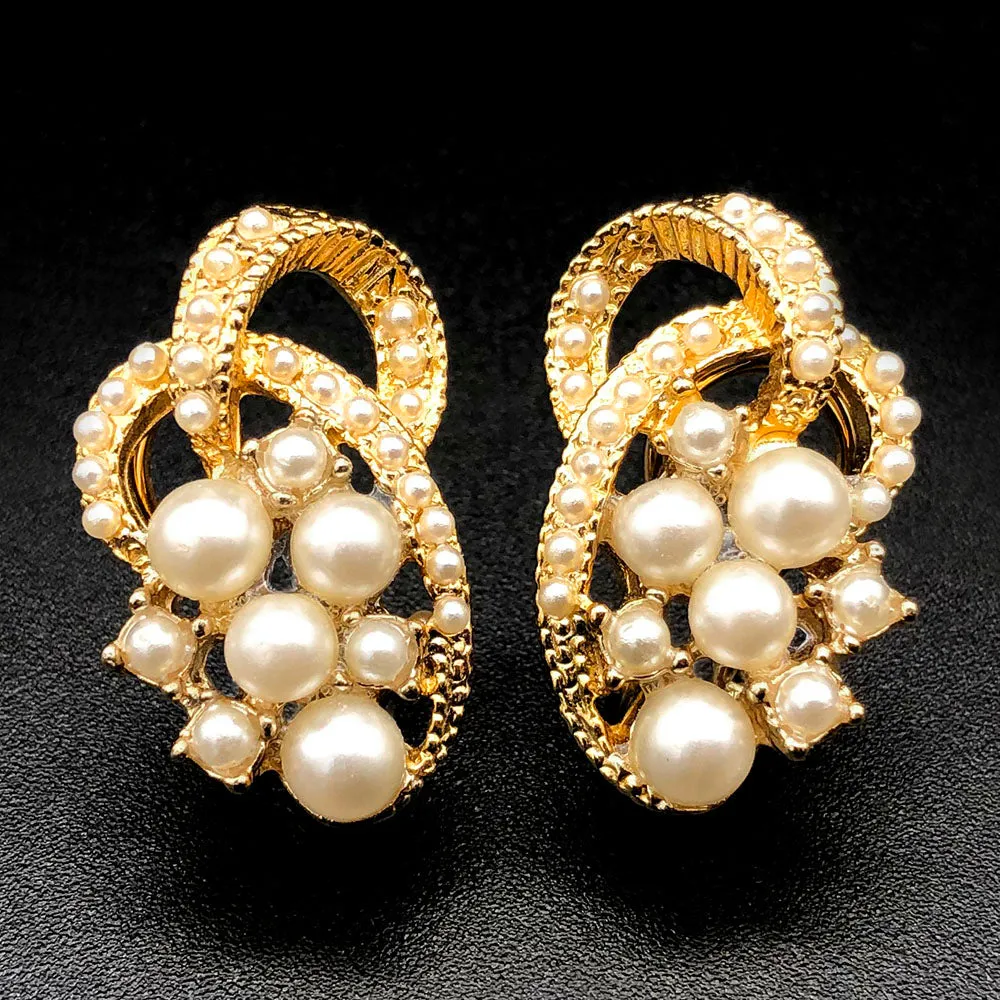 【USA輸入】ヴィンテージ パール イヤリング/Vintage Pearl Clip On Earrings