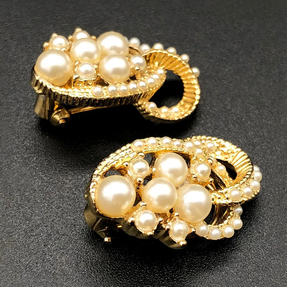 【USA輸入】ヴィンテージ パール イヤリング/Vintage Pearl Clip On Earrings