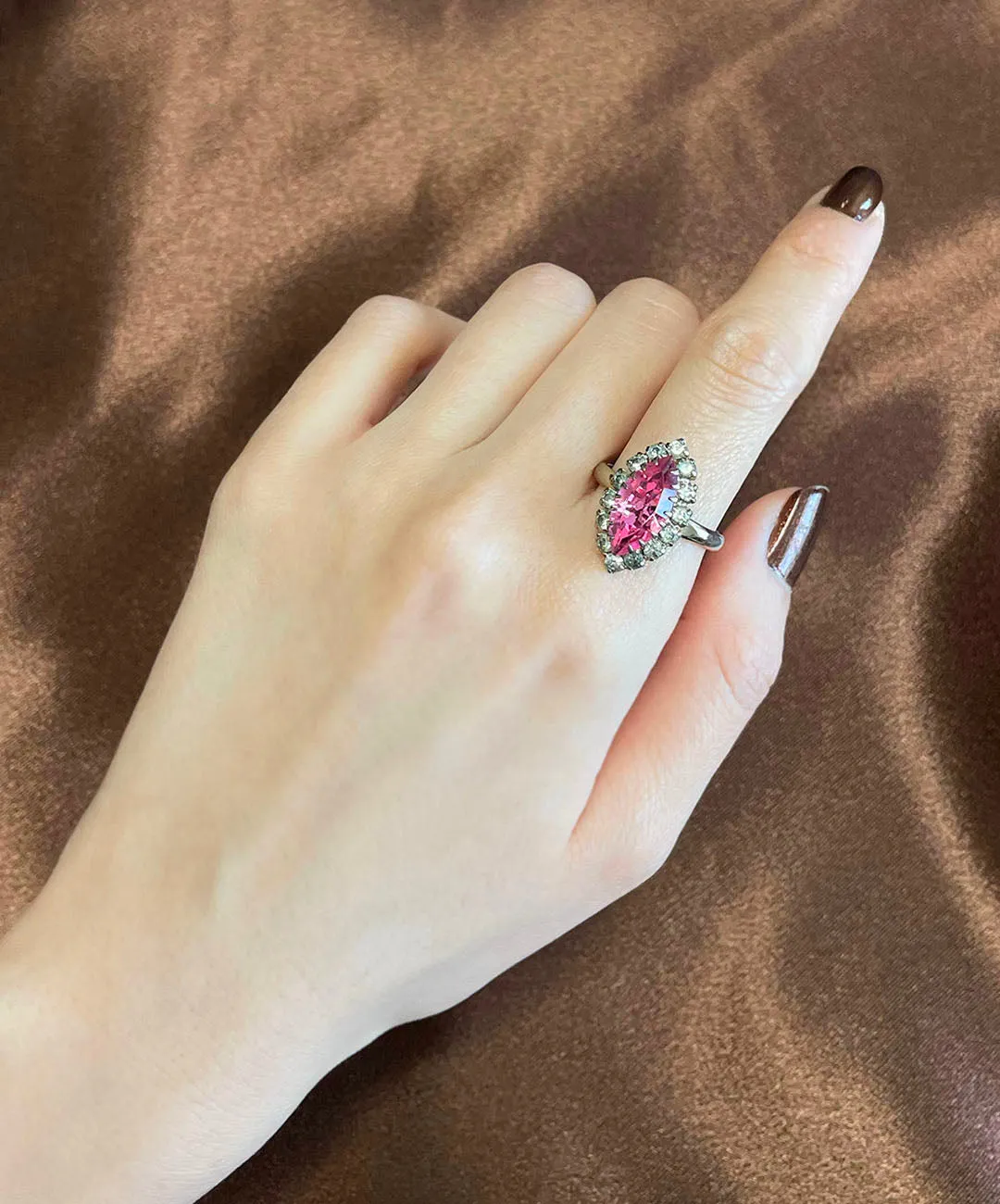 【USA輸入】ヴィンテージ ピンク ビジュー リング/Vintage Pink Bijou Ring