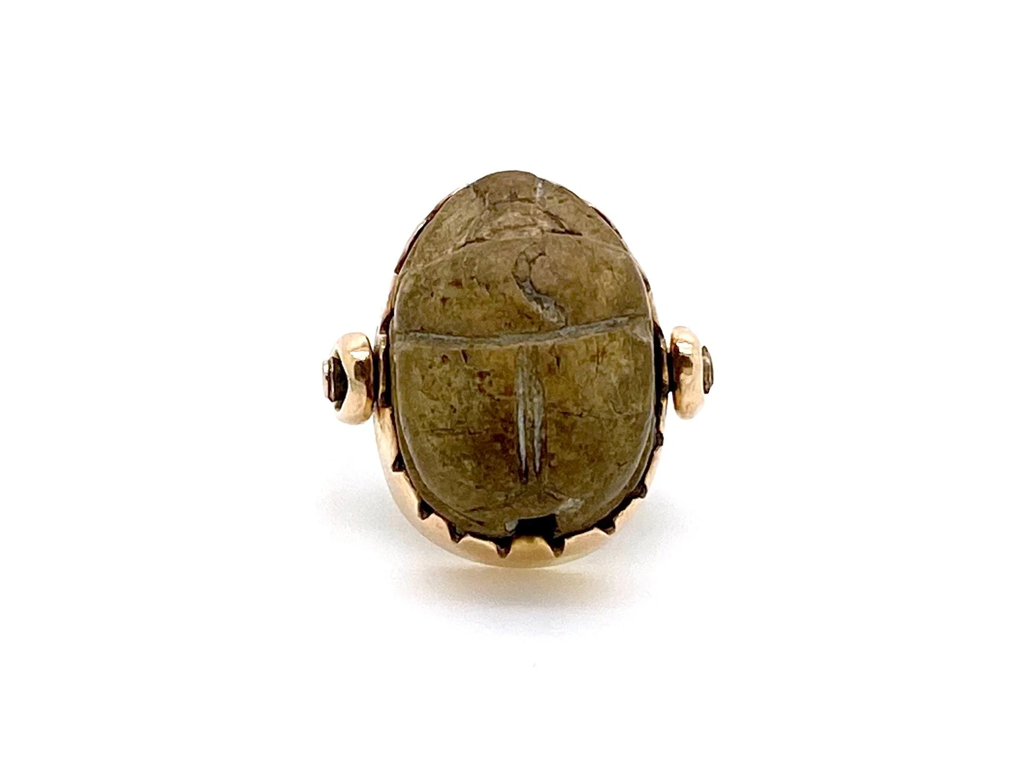 V I N T A G E // scarab swivel / 14k rosier yellow gold with carved scarab ring or pendant / size 5