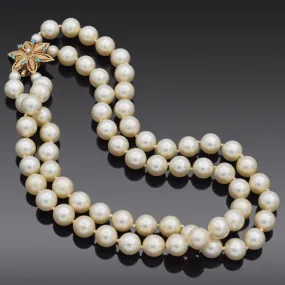 Vintage 14K Gold Imitation Pearl & Turquoise Beaded Double-Strand Necklace