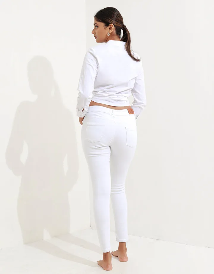 White Skinny Jeans with Pockets