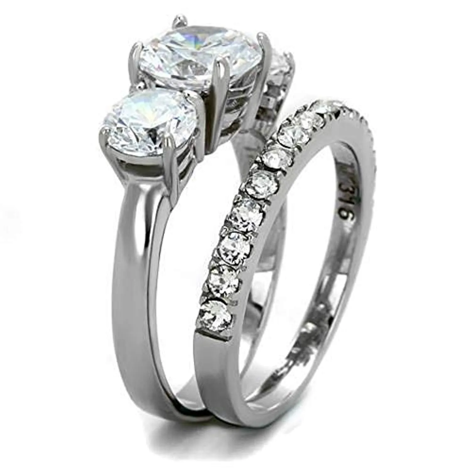 WildKlass Stainless Steel Ring High Polished Women AAA Grade CZ Clear