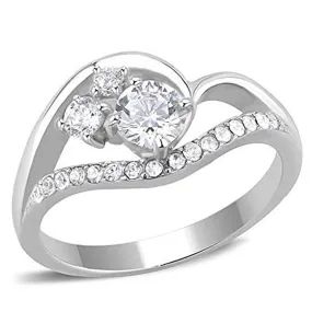 WildKlass Stainless Steel Ring High Polished Women AAA Grade CZ Clear