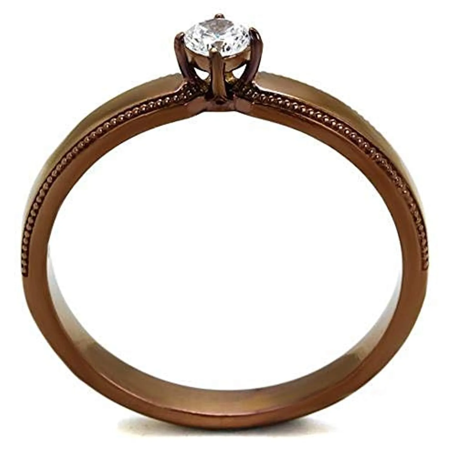 WildKlass Stainless Steel Ring IP Coffee Light Women AAA Grade CZ Clear