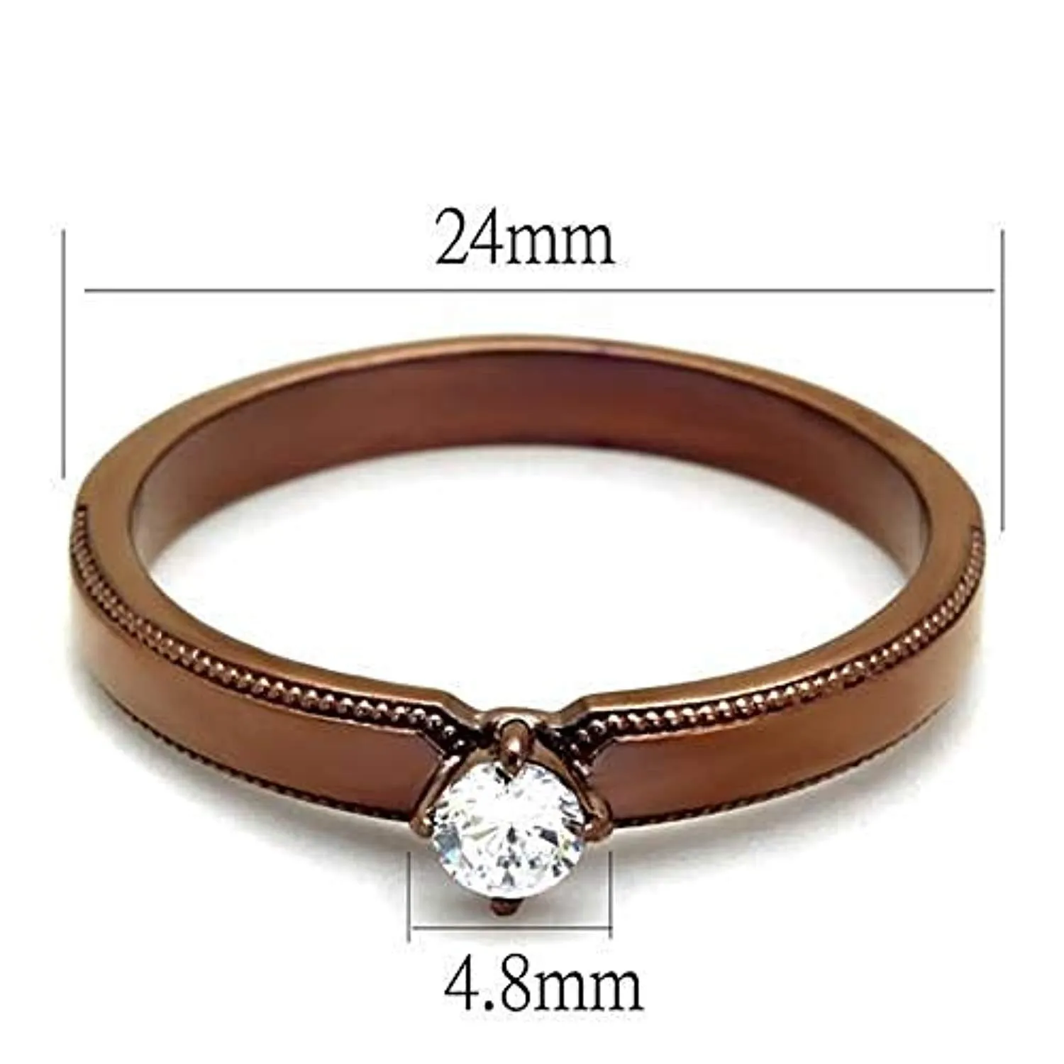 WildKlass Stainless Steel Ring IP Coffee Light Women AAA Grade CZ Clear