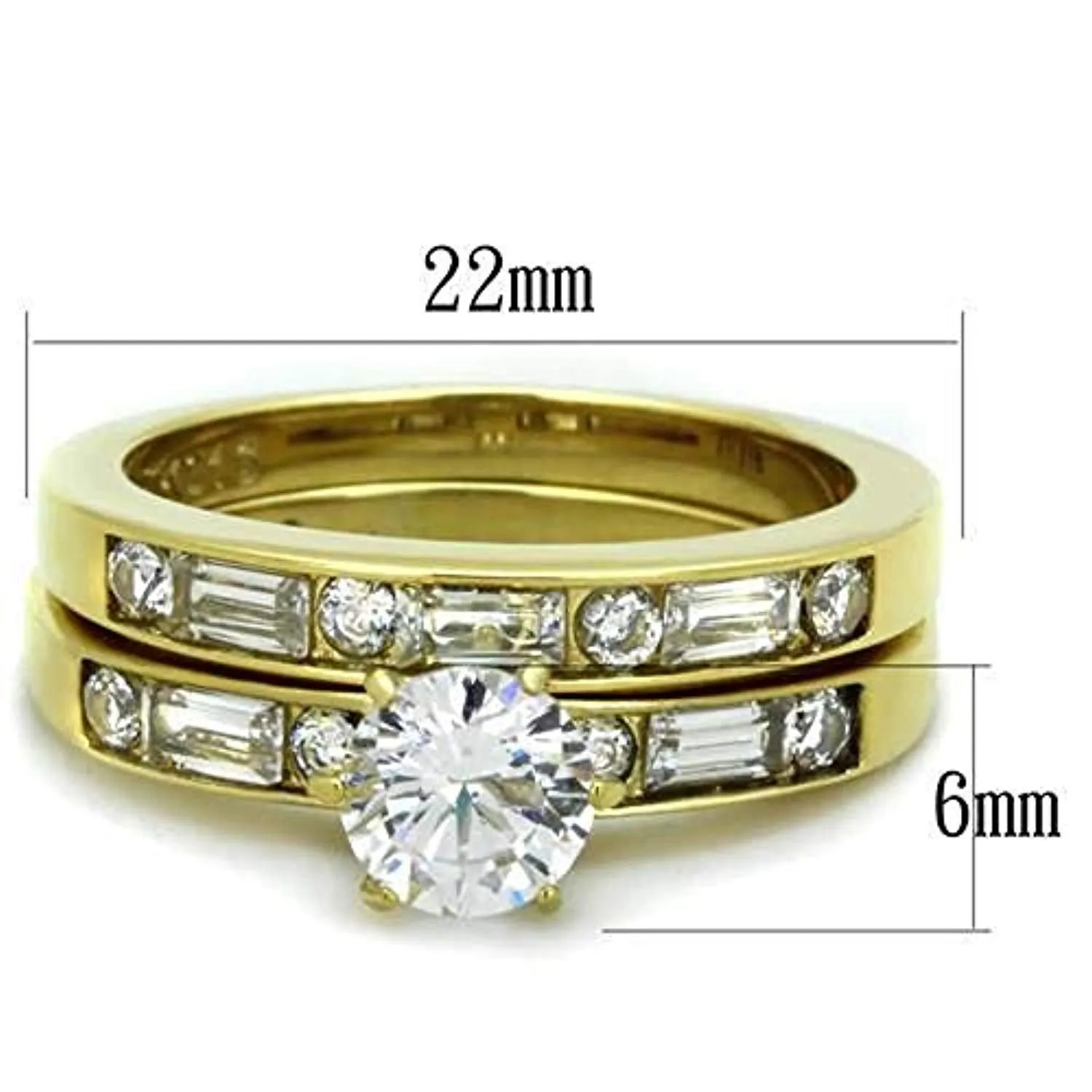 WildKlass Stainless Steel Ring IP Gold Women AAA Grade CZ Clear