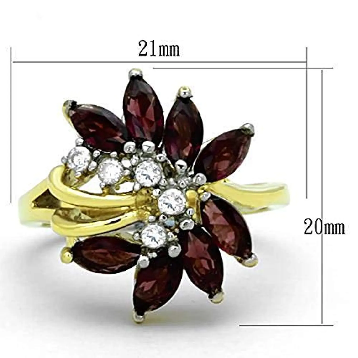 WildKlass Stainless Steel Ring Two-Tone IP Gold Women Synthetic Amethyst