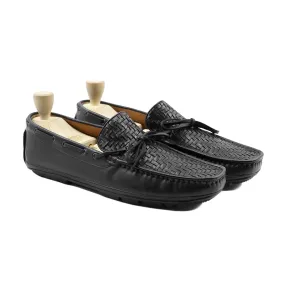 Wokof - Men's Black Calf And Hand Woven Driver Shoe