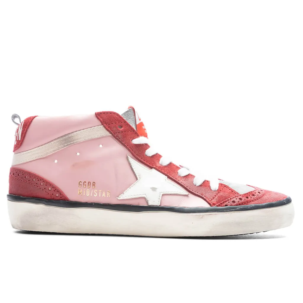 Women's Mid Star Toe Star and Spur - Antique Pink/Red/White