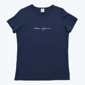 Women's Organic Script Logo T-shirt | Navy