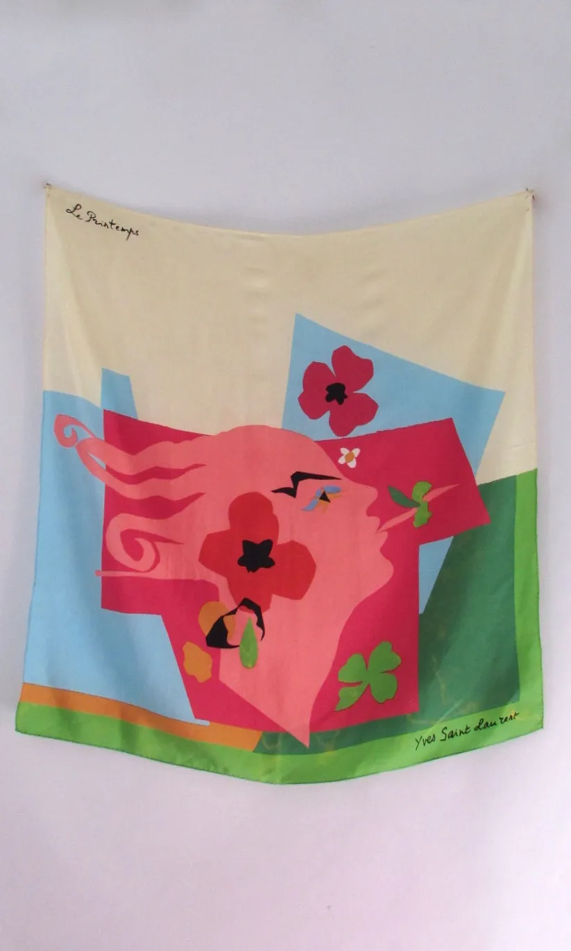 YVES SAINT LAURENT Le Printemps 70s Large Parisian Silk Scarf